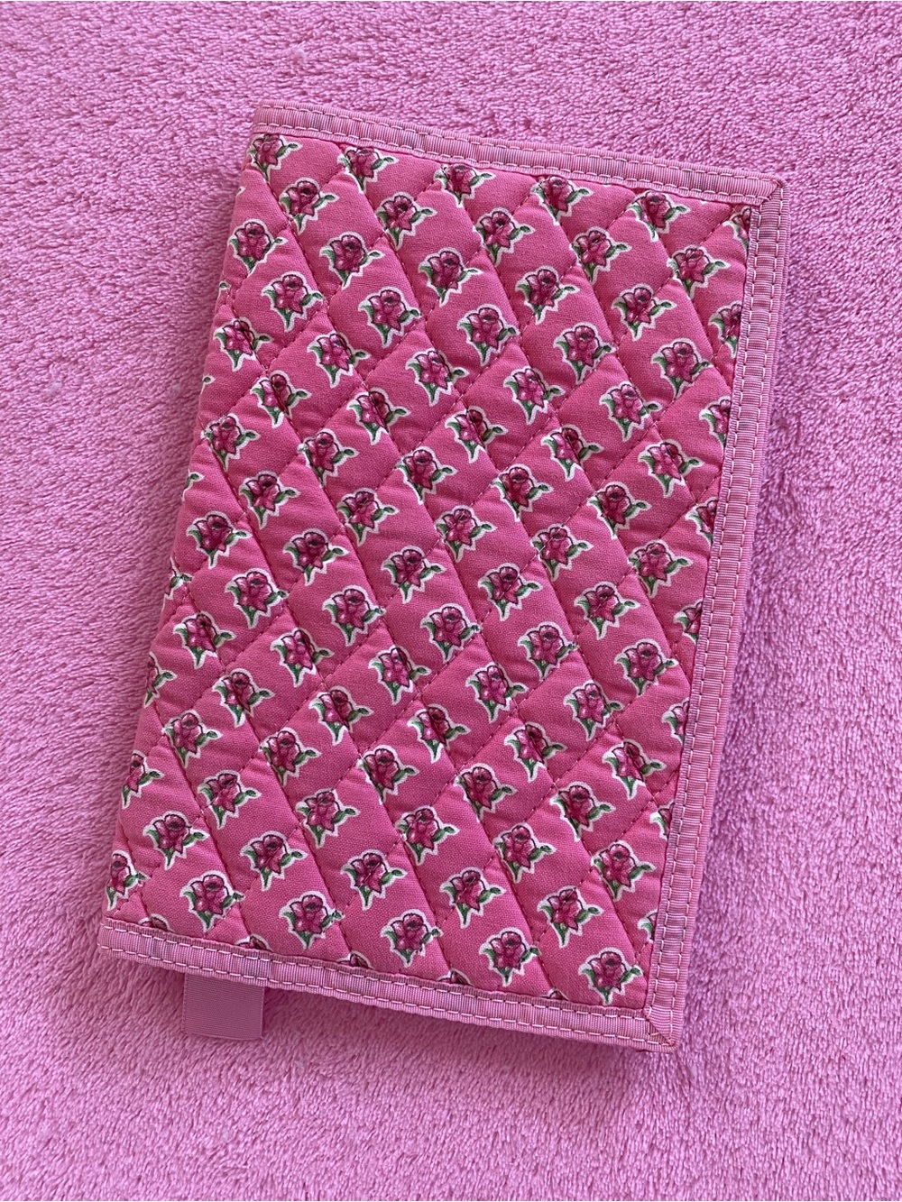 Quilted Floral Book Cover Pink Flowers Cottagecore Reader Sleeve
